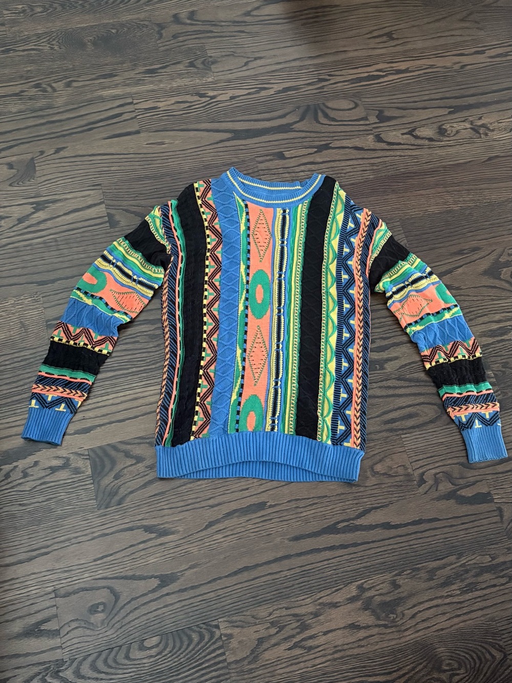 Urban Outfitters Multicolor Aztec Crewneck Sweater - Blue, Black, Green, Coral